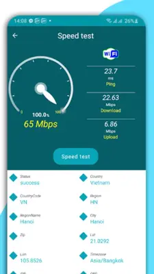 WiFi speed test vs LTE, 5G Net android App screenshot 2